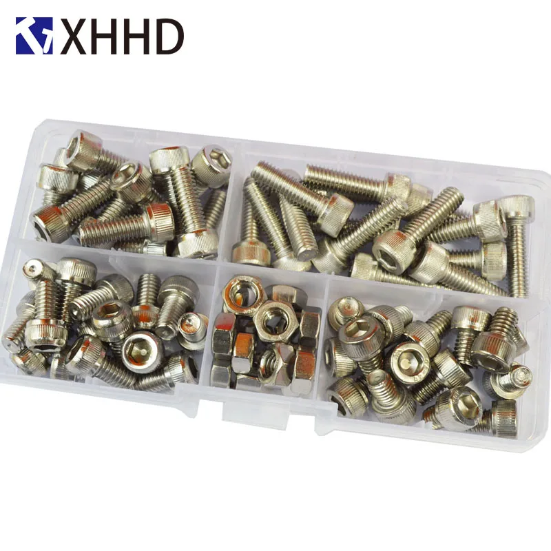 

DIN912 Hex Socket Head Cap Screw Metric Thread Hexagon Allen Bike Machine Bolt Nut Set Assortment Kit Box 304 Stainless Stee M6