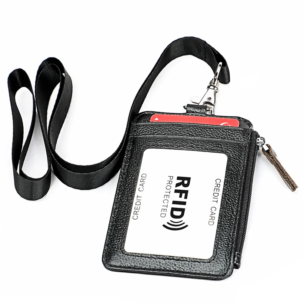 Рабочий значок RFID чехол для карт анти магнитный из натуральной кожи держатель