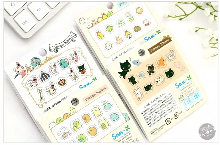 80 шт./упак. милые Sumikko Gurashi Cat Sentimental Circus наклейки дневник этикетка наклейки декоративные Скрапбукинг стикеры сделай сам