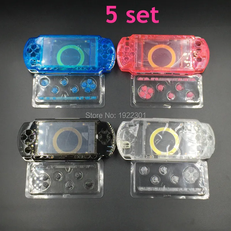 5 Set For Sony Psp1000 Psp 1000 Case Cover Replacement Clear Full Shell