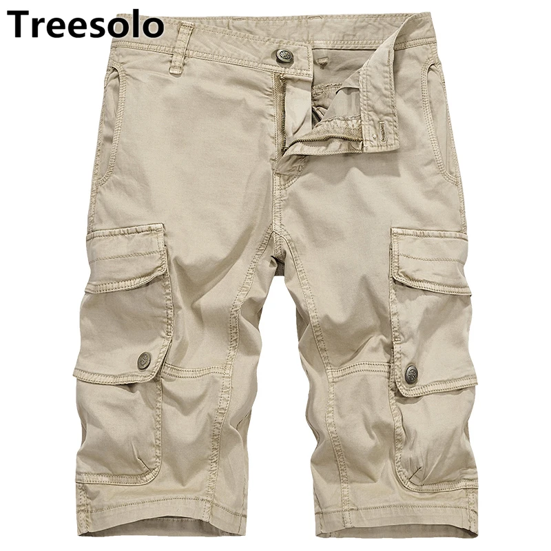 

Treesolo Shorts Men 2018 New Arrival Summer Half Length Cotton Short Multi-Pocket Army Work Shorts Casual Bermuda Trousers 396