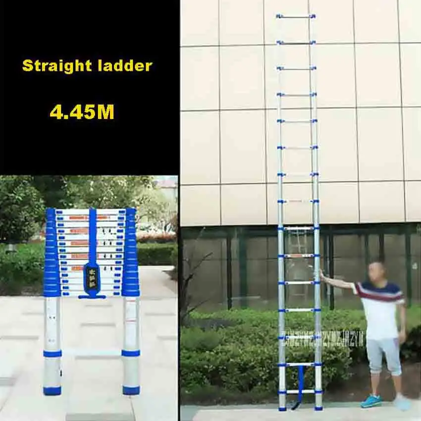 

New Arrival Portable 4.45M Straight Ladder JJS511 Household Extension Ladder Thicken Aluminium Alloy Single-sided 15-Step Ladder