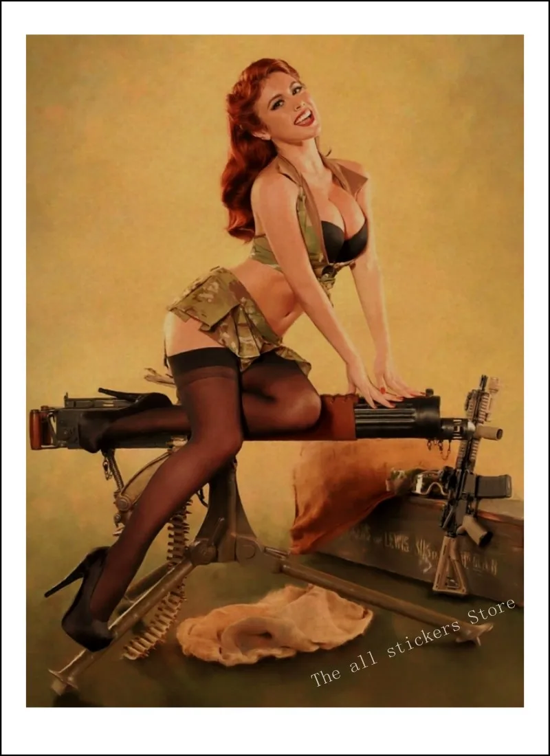 World War II Pinup Girls Retro Kraft Paper Poster - Sexy Girl Decorative Painting for Military Bar, Cafe, Home Room Decor - 809 image 6
