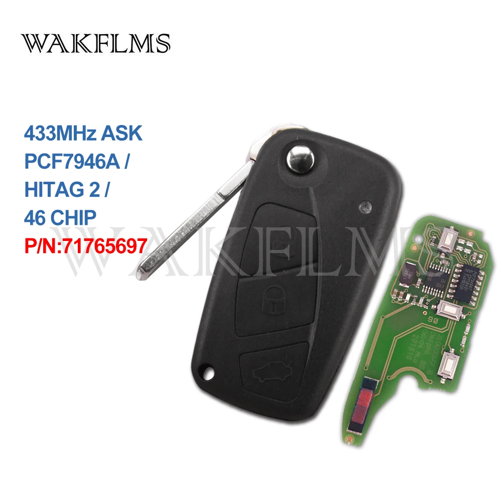 3 кнопки 433 MHz PCF7946A SIP22 флип-ключ для автомобиля пульт дистанционного управления для Citroen Немо 2007 2008 2009 2010 2011 2012 2013 71765697