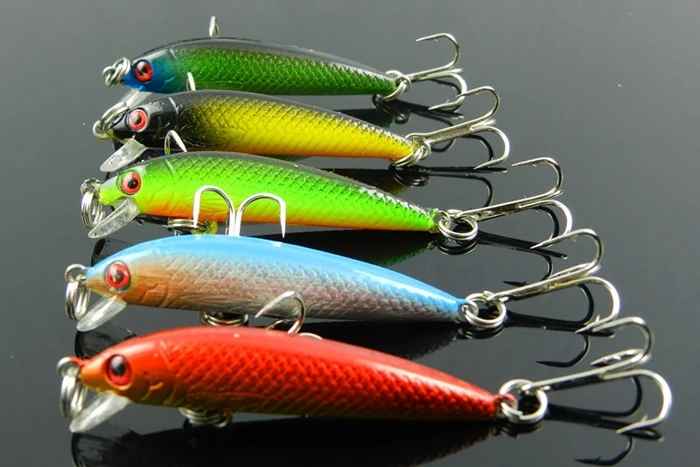 Lot 5pcs Minnow Fishing Lures Bass Baits Tackle Hooks 5.5cm 3.6g New For Top Selling