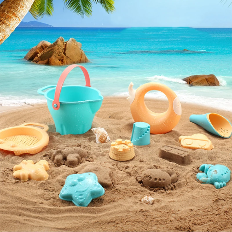 Boxi, пляжные игрушки для детей, мягкие силиконовые песочные ведра, лопата для игры в воду, инструмент для обучения, летний подарок, игрушка для детей
