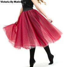 Женское с буфами Тюлевая юбка красный Faldas высокая талия миди по колено секрет плюс размеры гранж Jupe Женская пачка юбки для женщин 5XL