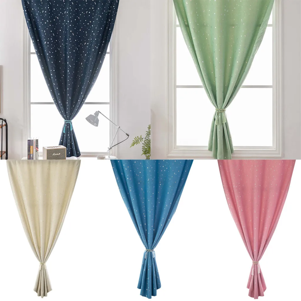 

New Fashion Simple Curtain Multicolor Stars Free Double Face Blackout Curtains Star double face velcro blackout curtain A30620