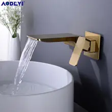 AODEYI скрытый латунный водопад для ванной комнаты, смеситель для раковины, 1/2 CD матовый золотой Одноручный смеситель для раковины, 12-078 г