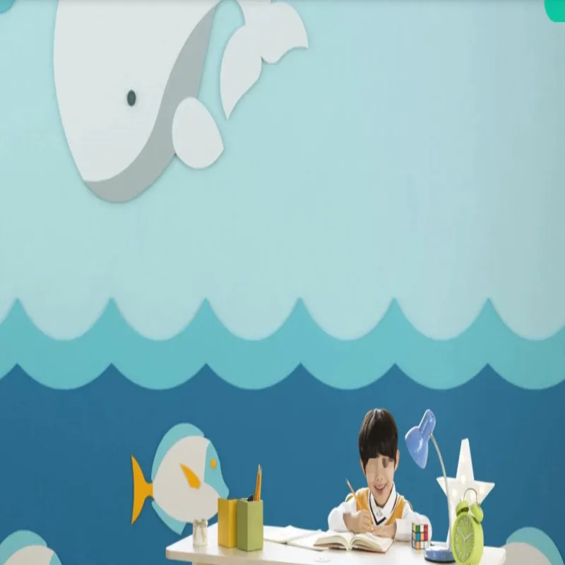 

Whole house wall children's room fresh white clouds sea dolphin boat plane seagull
