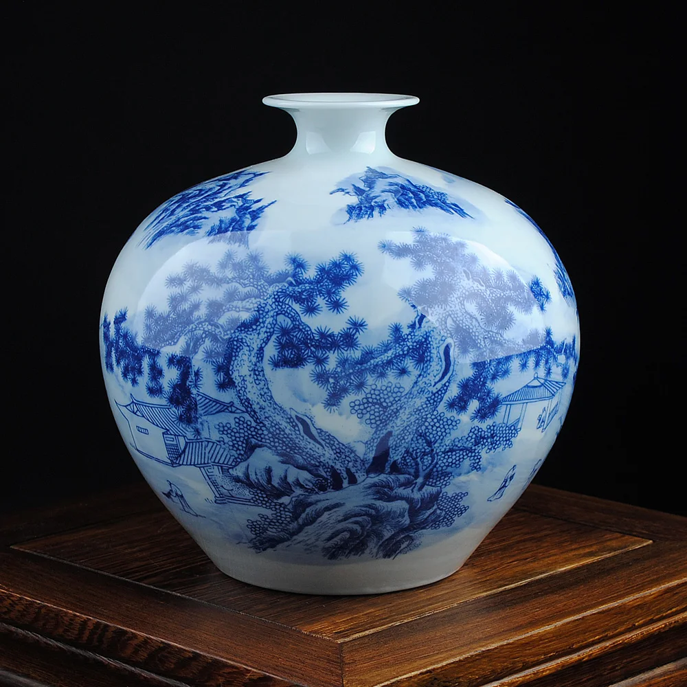 

blue and white porcelain vase of modern decoration crafts study Home Furnishing pomegranate living room decoration