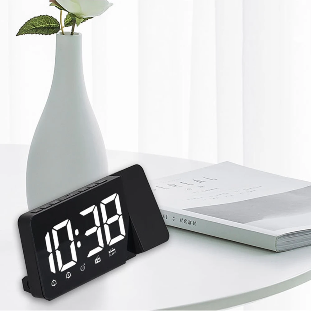 Креативный светодиодный Будильник, будильник, настольные часы, подсветка, вращающийся проектор, поддержка fm-радио для домашнего декора