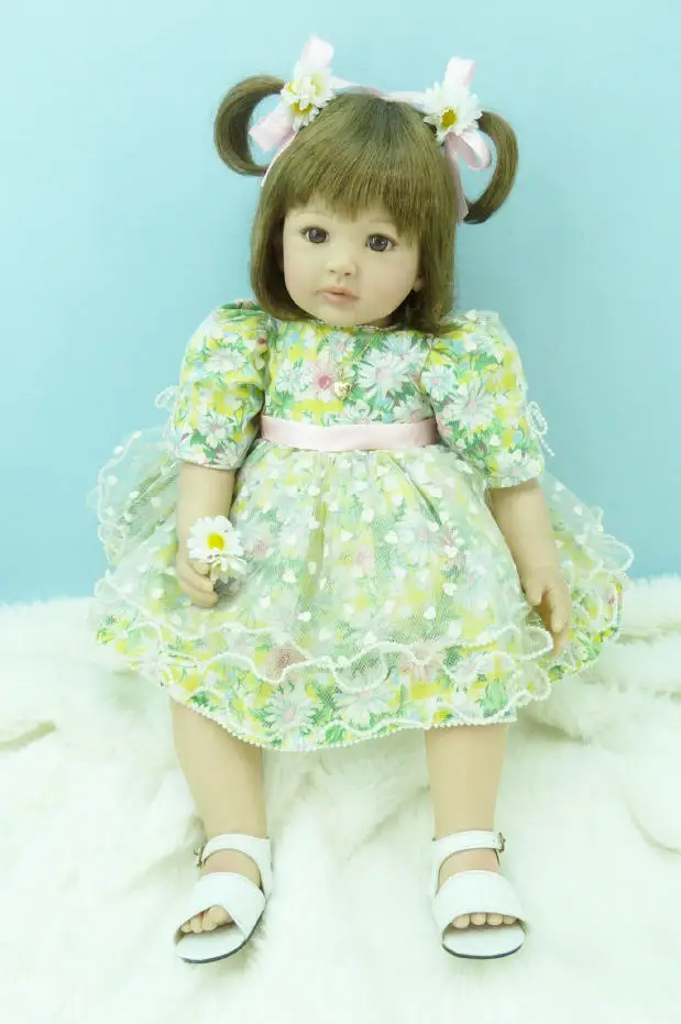 Pursue 24/60 cm 100% Handmade Short Hair Silicone Reborn Toddler Princess Girl Baby Doll Toys for Children Girl Doll Toys Gifts