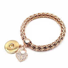 6pcs/lot Alloy Heart Dangle Charms Interchangeable Snaps Buttons Accessories 18mm Snap Jewelry Fit DIY Jewelry Bracelet&Bangles
