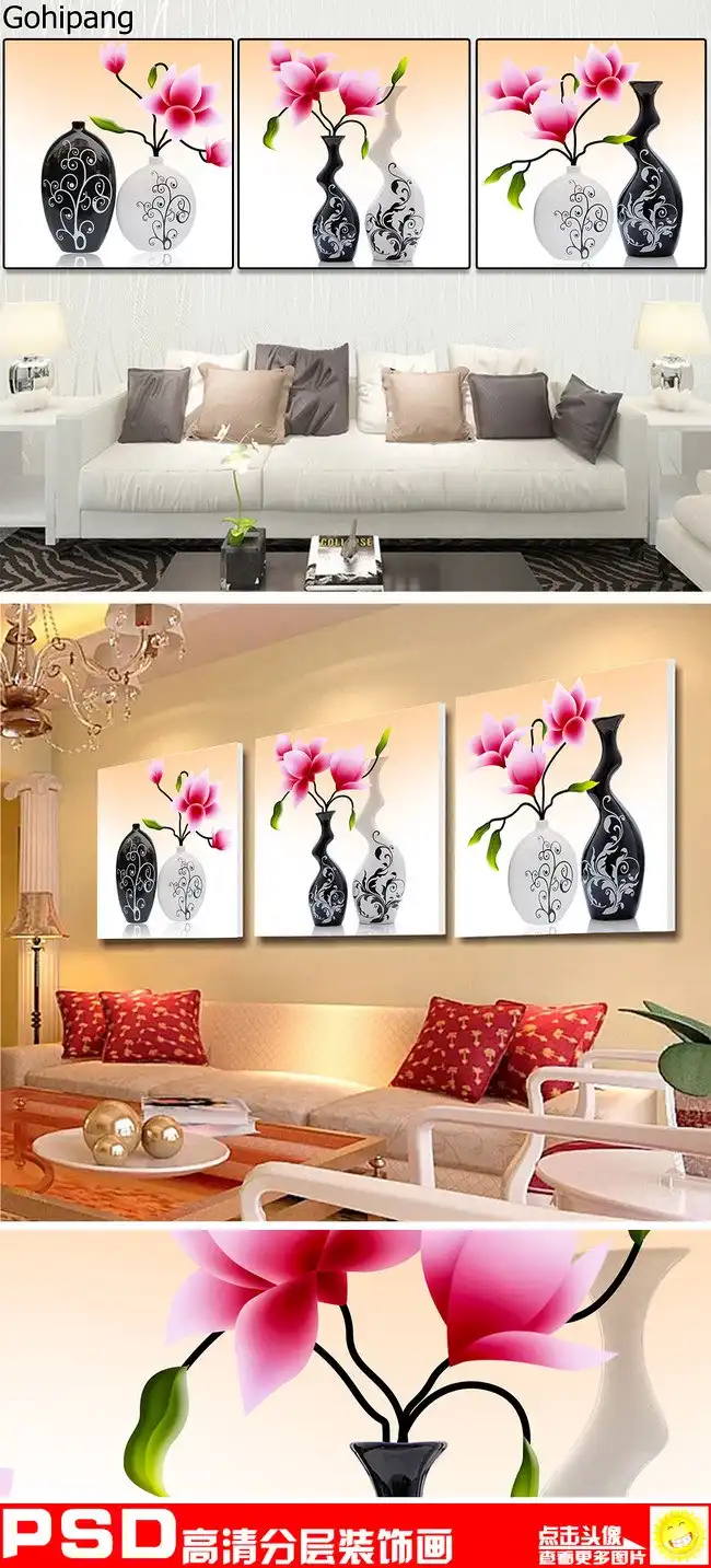 Keramik Vas Bunga Floral Bunga Kanvas Lukisan Dekoratif Lukisan Braille