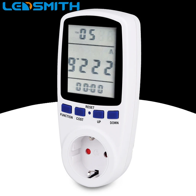 

LEDSMITH AC Power Meter Digital Voltage Wattmeter Energy Meter Watt Monitor TS-836EU Metering Socket Voltage Power Detector