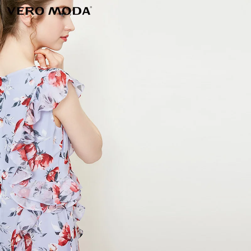 Vero Moda 2019 летнее платье женское пляжное без рукавов шифоновое с цветами |