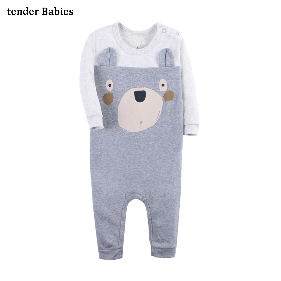 

2018 New Cute Animal Bear 100% Cotton Long Sleeve Cotton Newborn Baby Romper Baby Costume Baby Girls Boys Cartoon Clothes 1 Pcs
