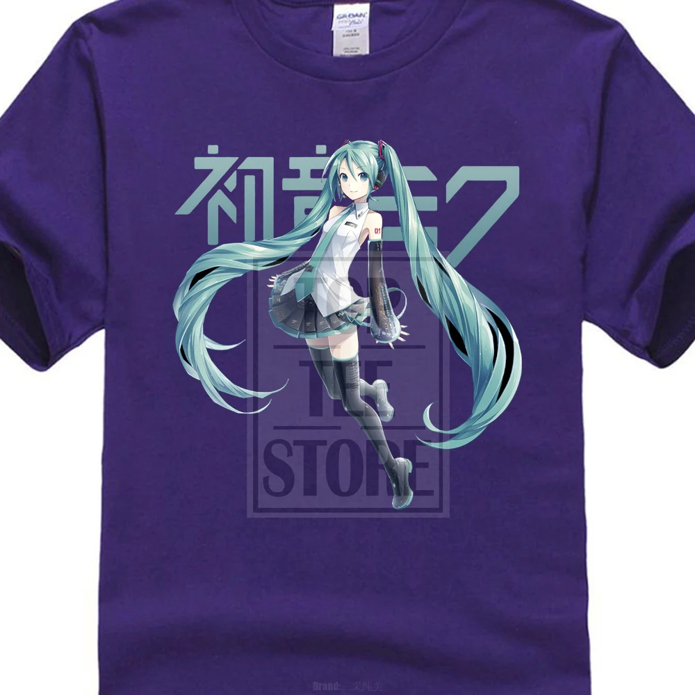 Новинка; Лидер продаж! Vocaloid Hatsune Miku аниме футболка Размеры M до 2Xl - Цвет: Фиолетовый