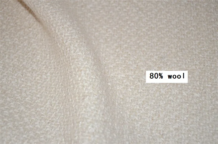 

free ship 80% wool tweed tissue fabric beige thread weaved pattern price for 1 meter