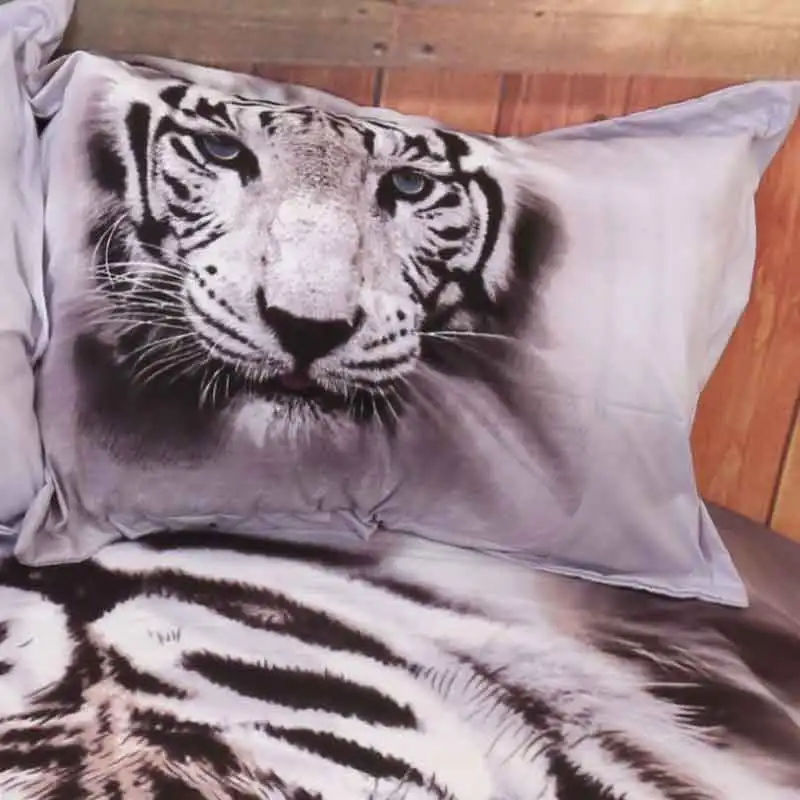 WAZIR edredon 3D الطباعة الأبيض النمر طقم سرير المنسوجات المنزلية غطاء لحاف المخدة غطاء سرير غرفة نوم المنسوجات المنزلية أغطية