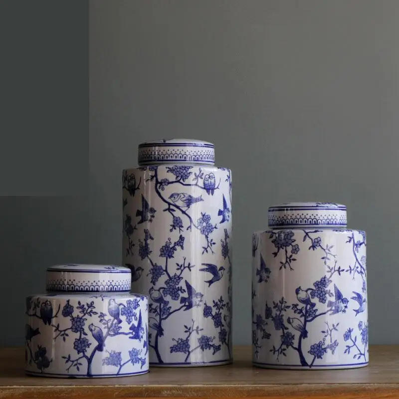 

Home Furnishing Jingdezhen Ceramics Blue And White Porcelain Classical Ceramics Pot Living Room porcelain jar vase