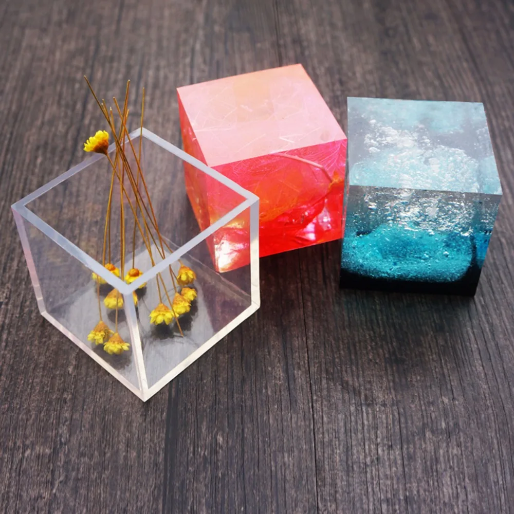 1 Piece Diy Crystal Jewelry Mold Pendant Cube Silicone Ornaments Resin