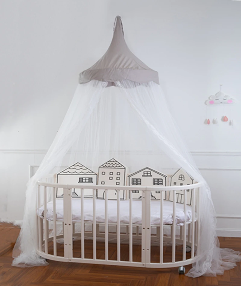 Новая детская кроватка москитные сетки купольная принцесса новорожденный москитная сетка детская кровать тент занавеска безопасная сетка украшение в детскую комнату - Цвет: Серый