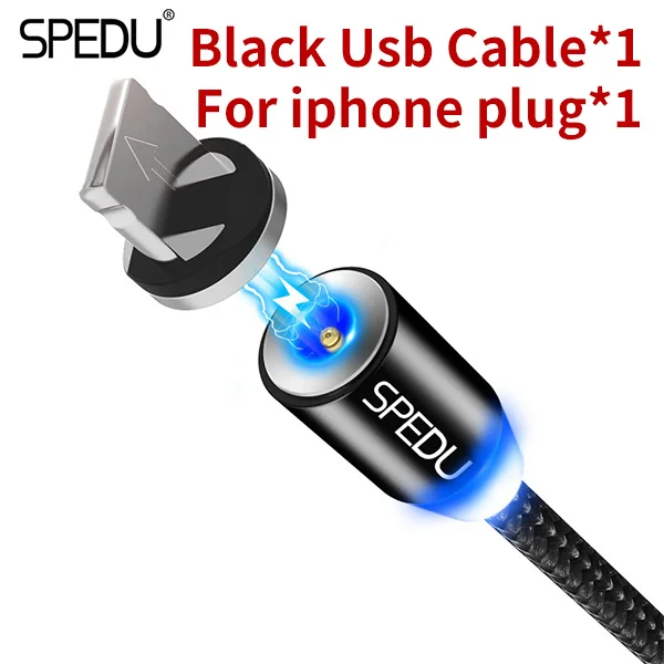 Зарядное устройство для телефона, spedu автомобильное зарядное устройство USB Магнитный кабель для iPhone X 8 7 Plus Samsung Galaxy S8 Xiaomi mi6 Redmi 4x leagoo S9 - Цвет: For iphone Black