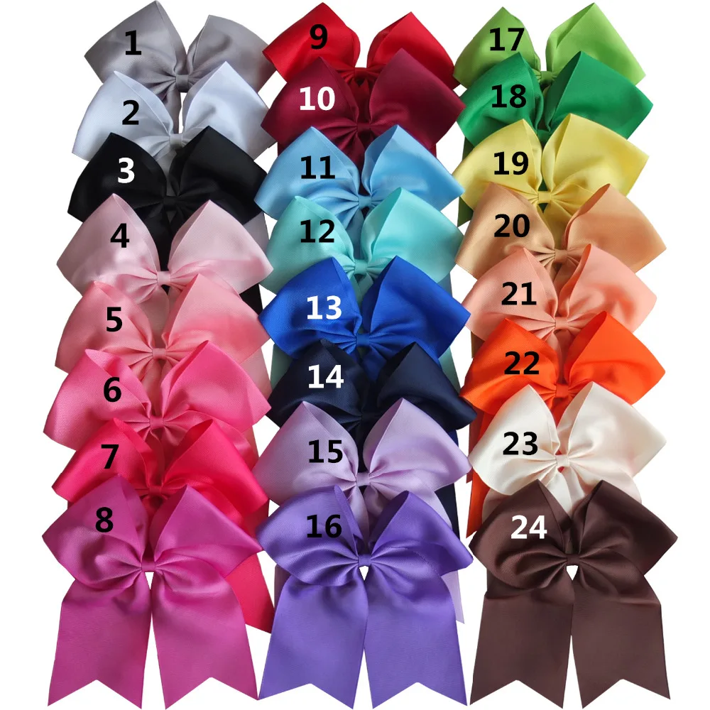 

8 inch Cheer Bow WITH Clips Cheer leading bow Hair clip Hairpins Holiday Dancing Large hair bow for Baby Teen Girl Women 24 pcs