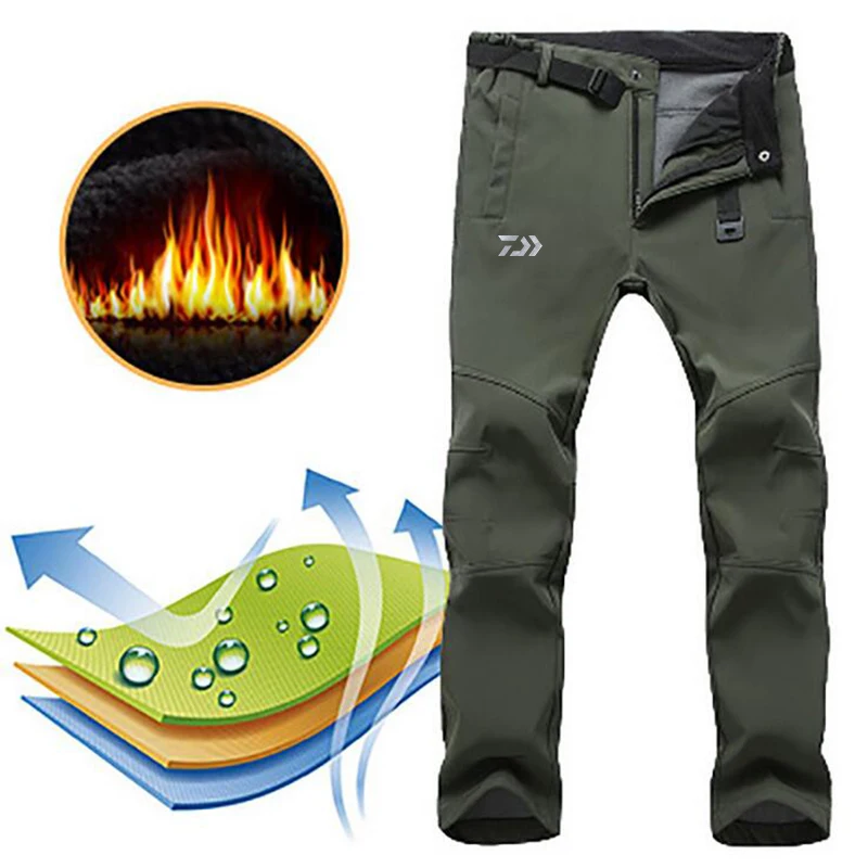 Daiwa походные брюки зимние мужские уличные спортивные брюки водонепроницаемые флисовые брюки для рыбалки треккинговые горные альпинистские - Цвет: 52