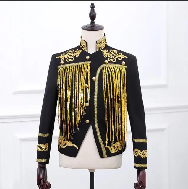 Black men tassel suits designs homme terno stage costumes for singers