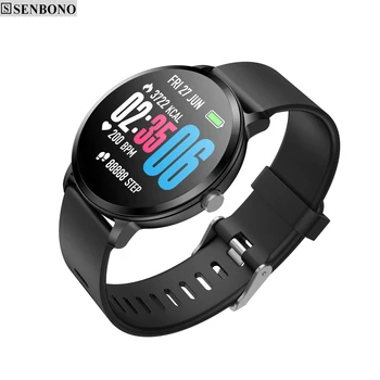 

SENBONO V11 Smart watch IP67 waterproof Clock Tempered glass Activity Fitness tracker Heart rate for Men Women smartwatch