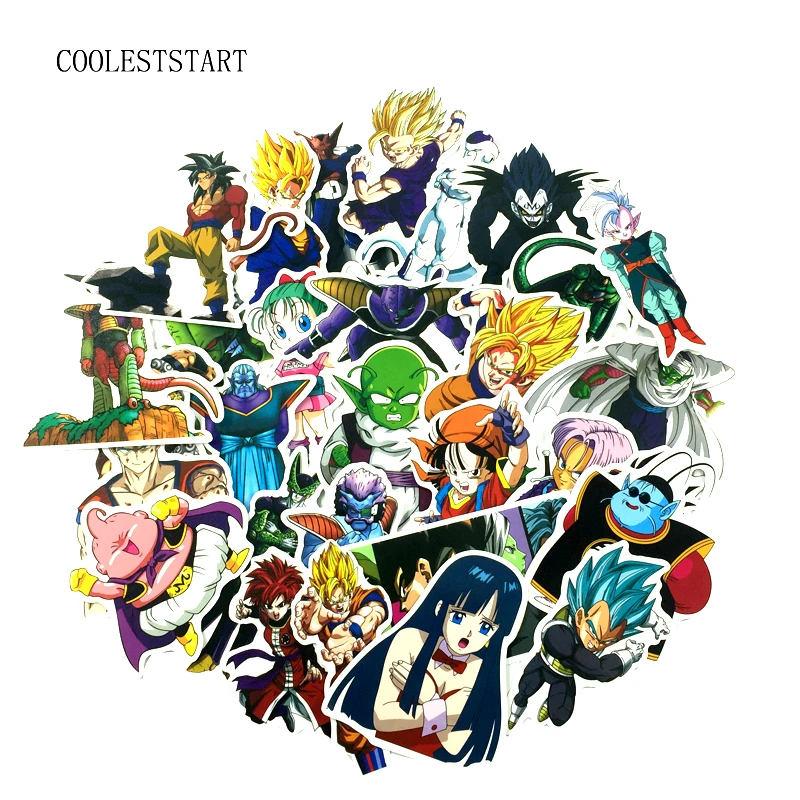 

36 Pcs/Lot Anime Dragon Ball Stickers Super Saiyan Goku Stickers For Car Laptop Skateboard Pad Bicycle PS4 Phone Decal