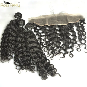 

Ross Pretty Remy Italy Curly Hair bundles with frontal Pre Plucked Lace Frontal with Bundles 100% Human Hair Weave