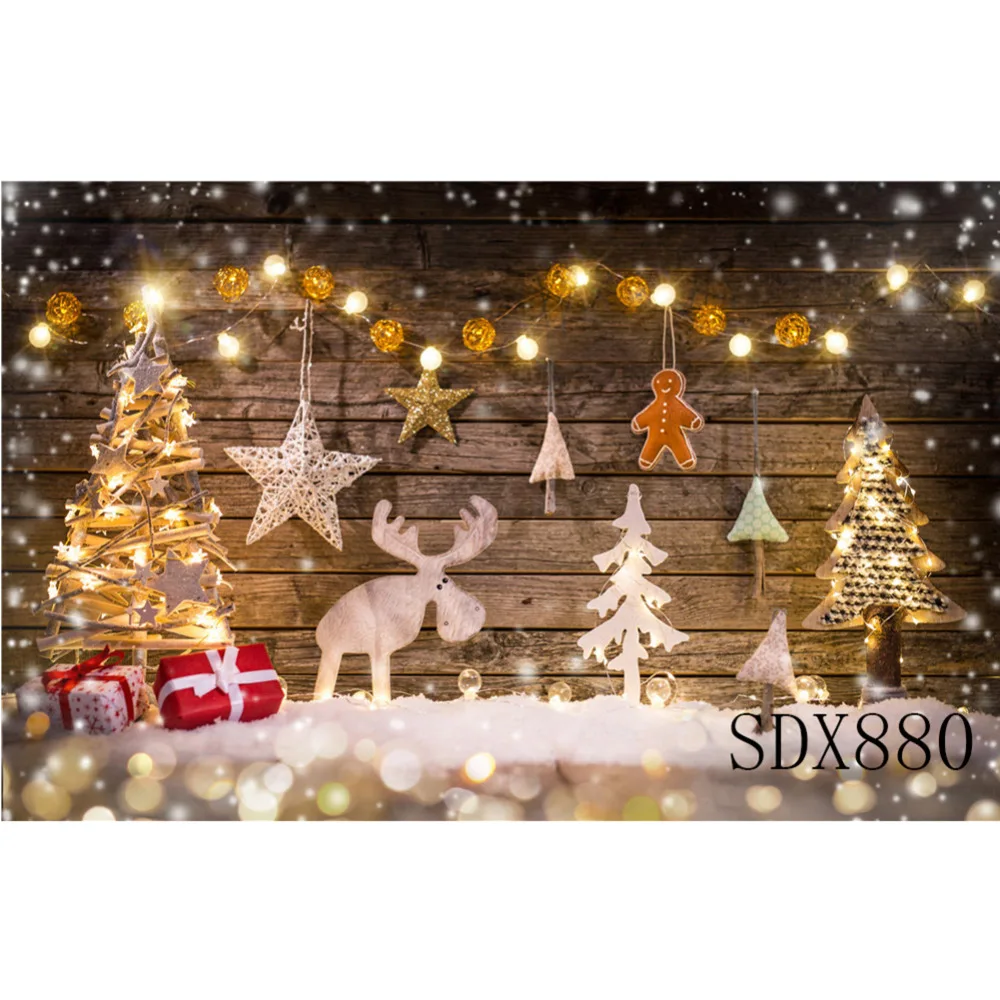 

LB Polyester & Vinyl Christmas Tree Night Decorated String Of Lights Star Ornaments Photography Photo Background Studio Backdrop