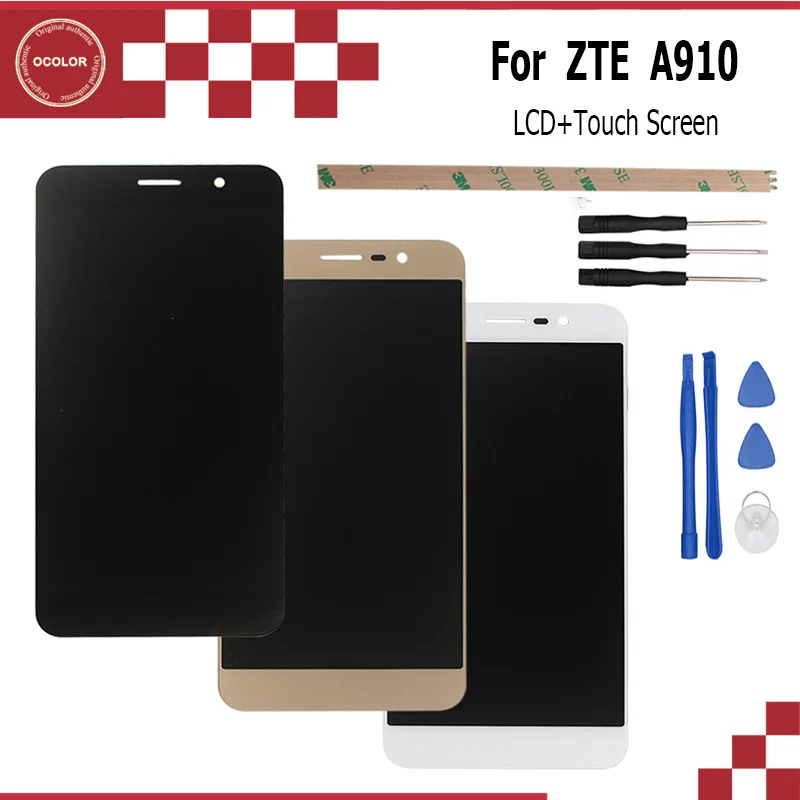 

ocolor 5.5inch For ZTE Blade A910 BA910 TD-LTE LCD Display and Touch Screen Digitizer Assembly Perfect Repair Part+Tools