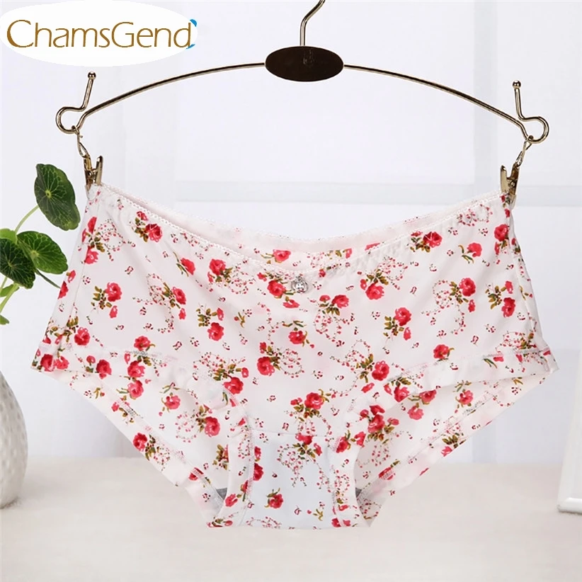 Seamless Underwear Women Flower Print Comfort Briefs Underpants Sexy