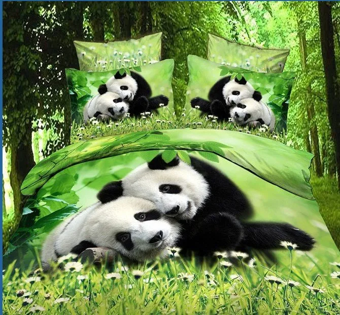 

panda bedding,3D oil painting bedding sets without filler,cute panda bedding sets queen
