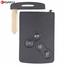 Keyecu 3PCS Remote Key Smart Card 4 Button For Renault Koleos PCF7952 Chip 433Mhz