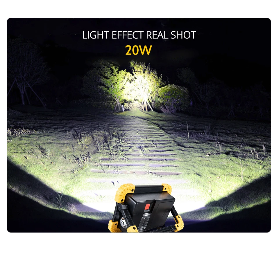 Rechargeable 20W COB LED Flashlight Work Light Lantern Flood Light USB Power Out Torch For Camping Tent Hand Lamp Car Repair (5)