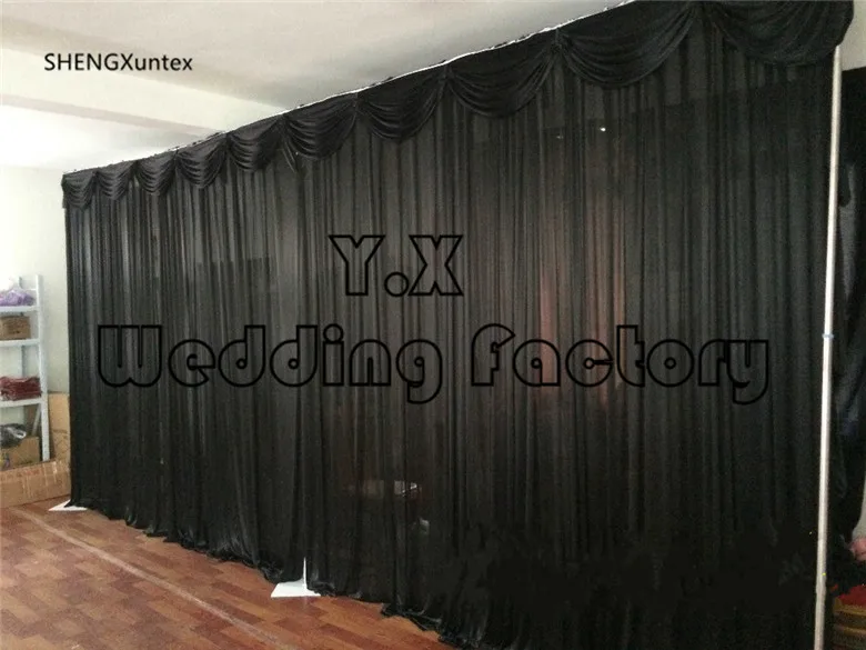 

ice silk Stage Backdrop Curtain For Wedding - Black party background 10ft*20ft