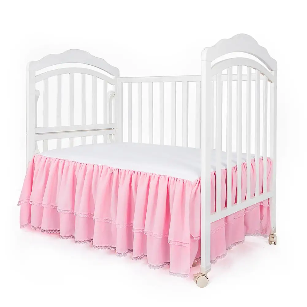 الطفل السرير تنورة الفراش طفل غرفة Bedskirt القماش مطوي السرير تنورة ورقة الدانتيل Ronmatic الأميرة المجهزة Bedskirt