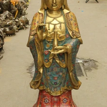 Bi002782 4" Тибет Буддизм Перегородчатой Эмали Бронзовый Гуаньинь кван юн Будда Горшок Статуя