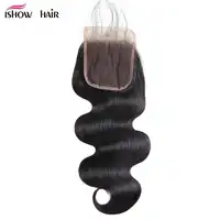 Ishow Hair Peruvian Body Wave Lace Closure Free Middle Three Part 8-20 Human Hair Natural Color Non Remy Hair Free Shipping