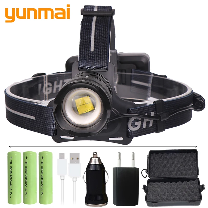 

yunmai XHP70.2 Powerful LED headlamp fishing headlight 4292 lumen 3 modes Zoomable Head Torch flashlight Head lamp use 18650