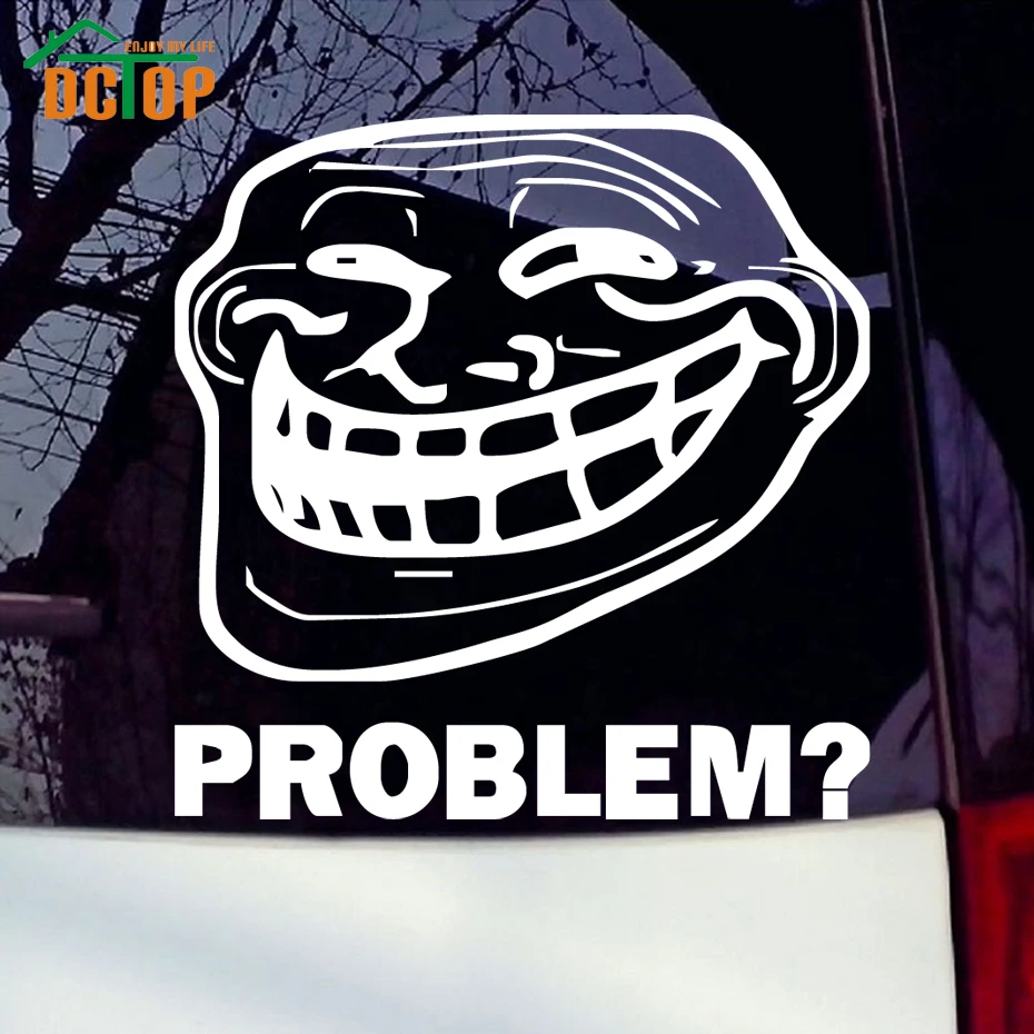 

14*14CM Evil Smiling Face Vinyl Car Stickers Problem Character Truck Decals Car Styling Accessories