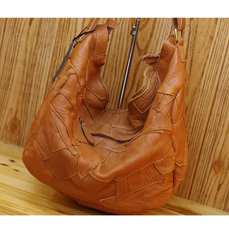 iPinee Irregular Patchwork Design Women Handbags Soft Genuine Leather Bags National Wind Sheepskin Bag For Ladies