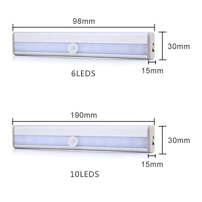 Светодиодный светильник для шкафа с датчиком движения PIR, настенный светильник для шкафа с батареей, жесткая полоса, барный светильник с датчиком движения, датчик аварийного освещения