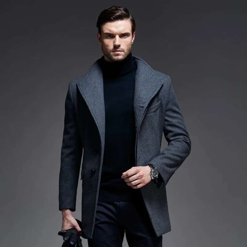 HOT new brand long men's trench coat zipper winter overcoats Plus size men wool coat winter windproof warm outwear HOT new brand long men's trench coat zipper winter overcoats Plus size men wool coat winter windproof warm outwear